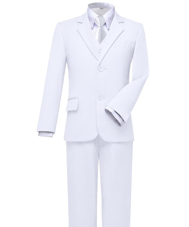 Visaccy White Suit for Boys Graduation Suits for Kids Outfit Communion Dresses Size 4T - Image 5